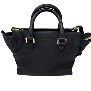 & Other Stories Black Leather Satchel Bag Top Handle Removable Strap Textured